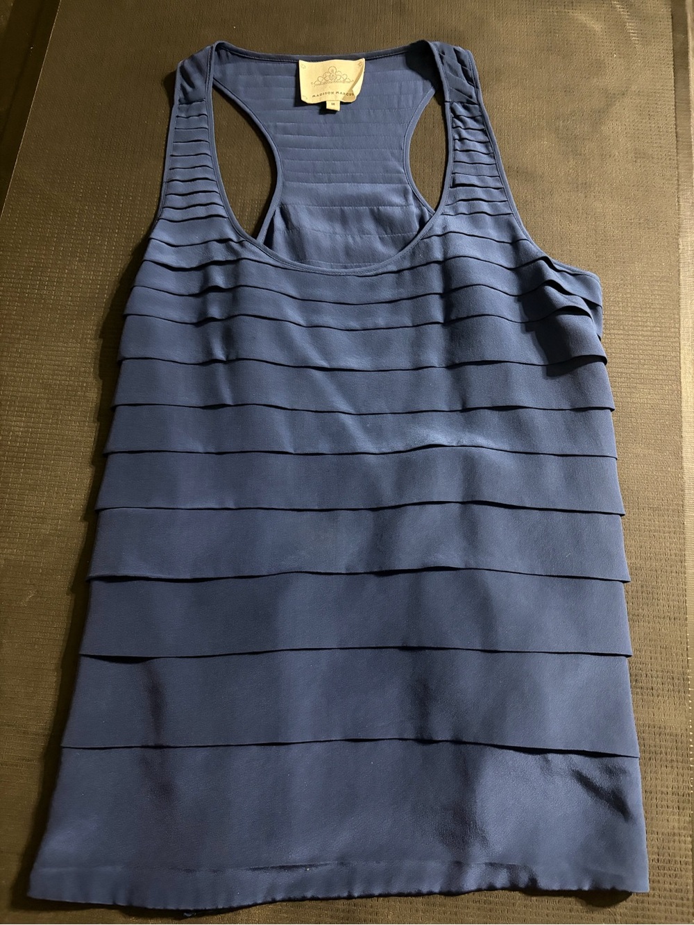 Madison Marcus 100% silk racer back layered top